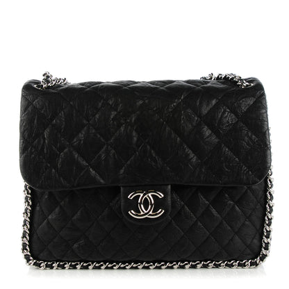 Chanel Crumpled Lambskin Maxi Chain Around Flap Black 1 of 7