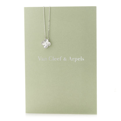 Van Cleef & Arpels 18K White Gold Diamond Guilloche Vintage Alhambra Pendant Necklace 8 of 8