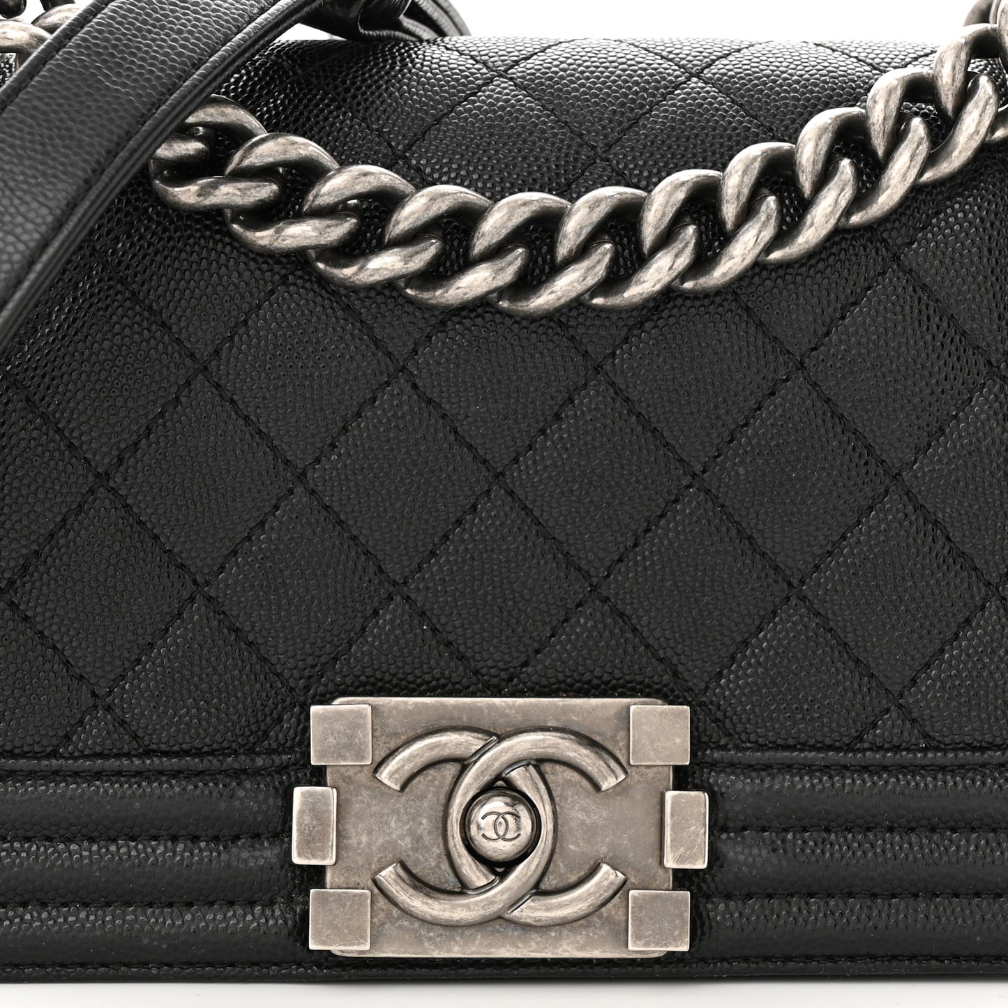 Caviar Quilted Small Boy Flap Black