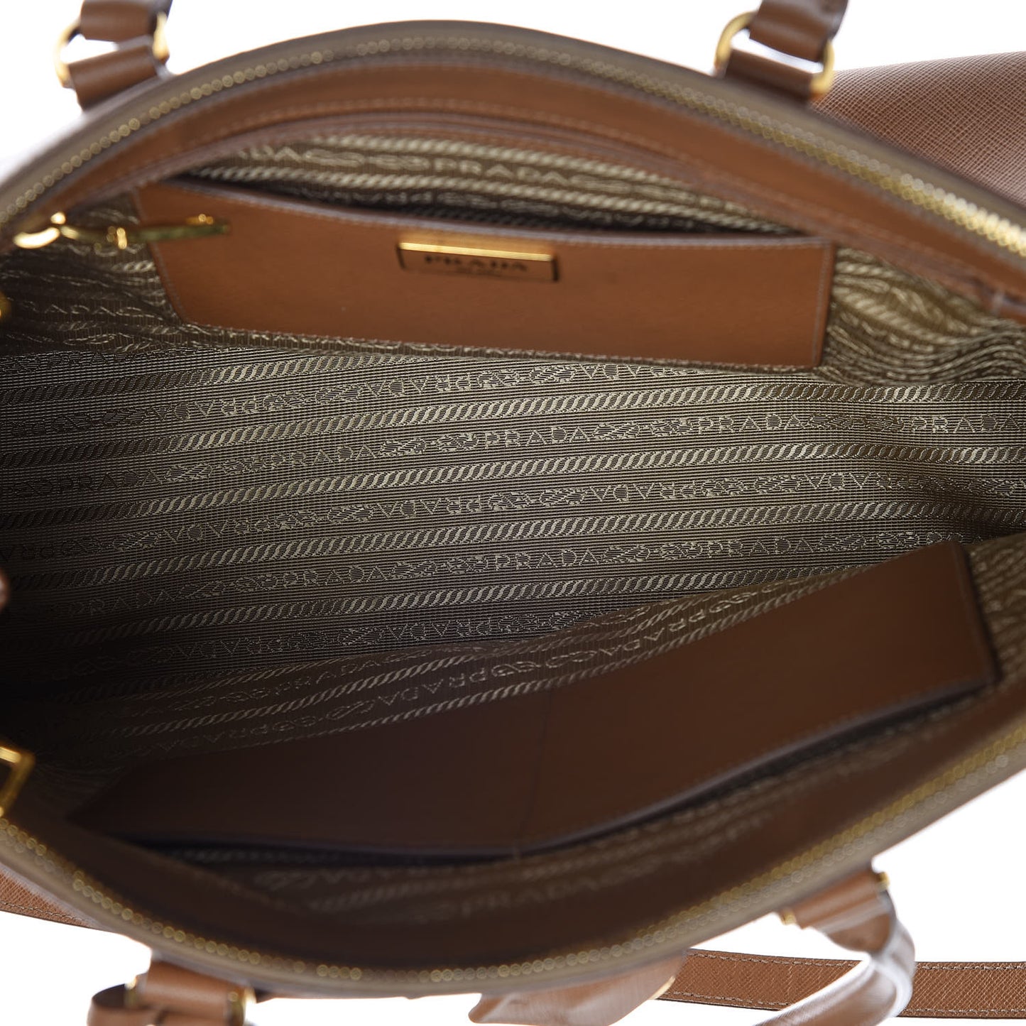 Saffiano Medium Galleria Double Zip Tote Caramel