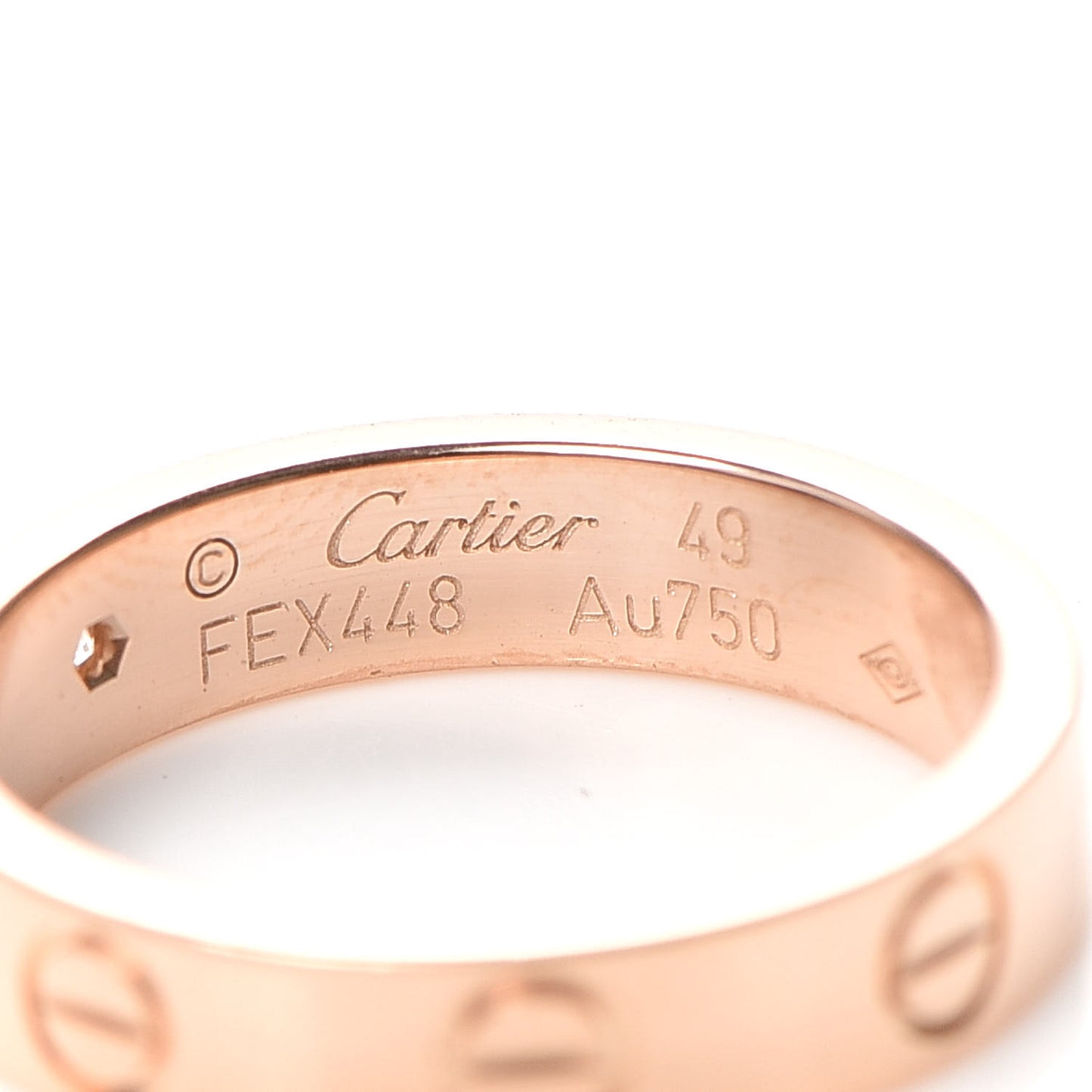 18K Pink Gold Diamond 4mm LOVE Wedding Band Ring 49 4.75