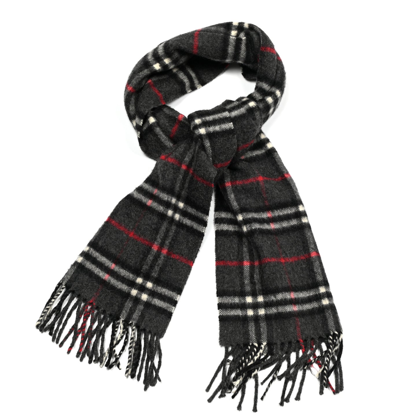 Cashmere Vintage Check Icon Stripe Scarf Black