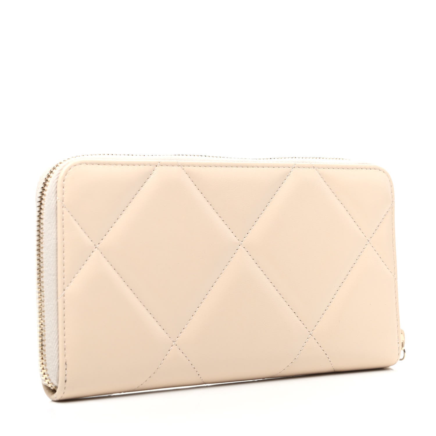 Chanel Shiny Goatskin Quilted 19 Long Zipped Around Wallet Beige 3 of 10