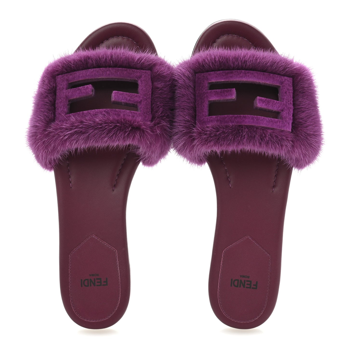 Mink FF Baguette Slide Sandals 37 Purple