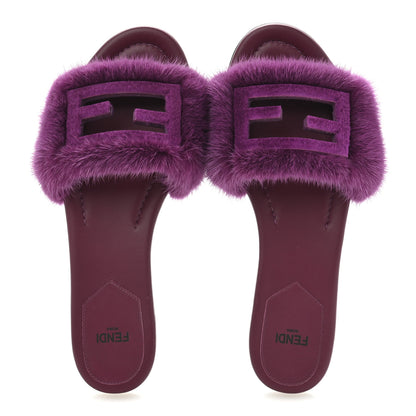Fendi Mink FF Baguette Slide Sandals 37 Purple 2 of 8