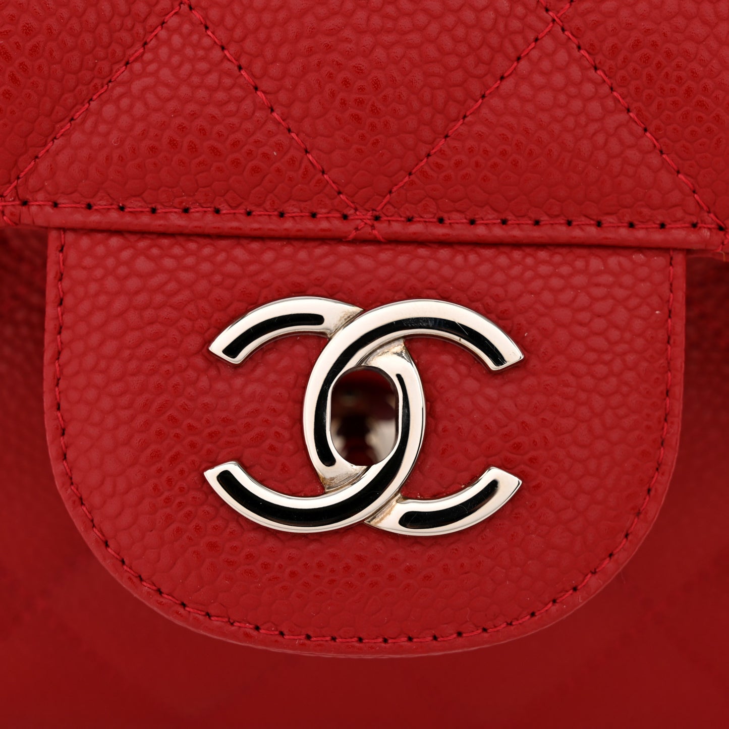 Caviar Quilted Jumbo Single Flap Red