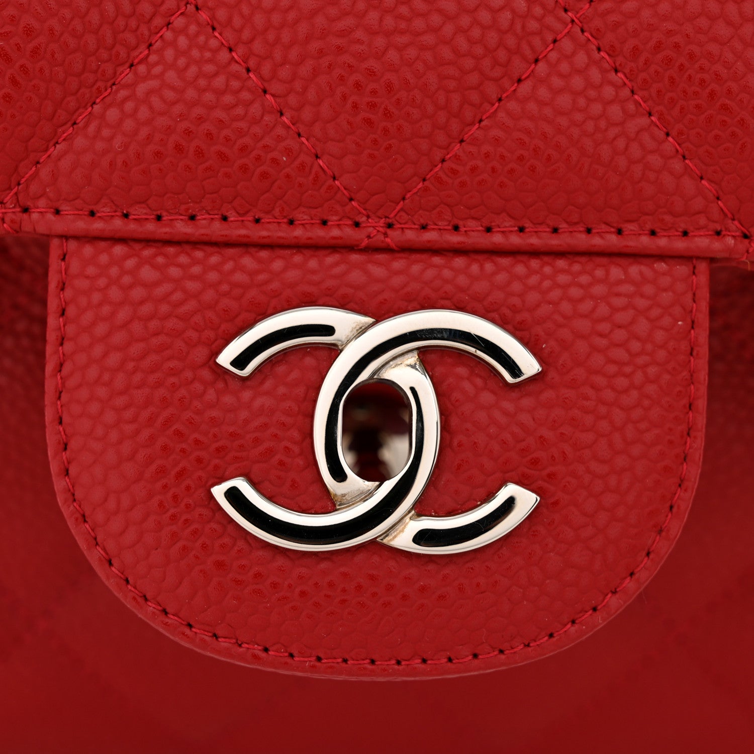 Chanel Caviar Quilted Jumbo Single Flap Red 12 of 14