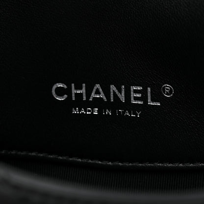 Chanel Printed Lambskin Logo CC Envelope Clutch With Chain Black White 6 of 10
