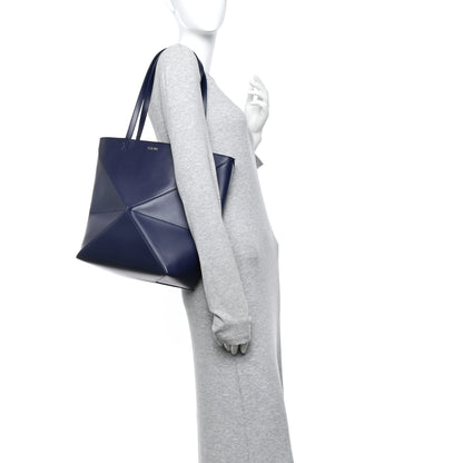 Loewe Shiny Calfskin Medium Puzzle Fold Tote Marine 2 of 10