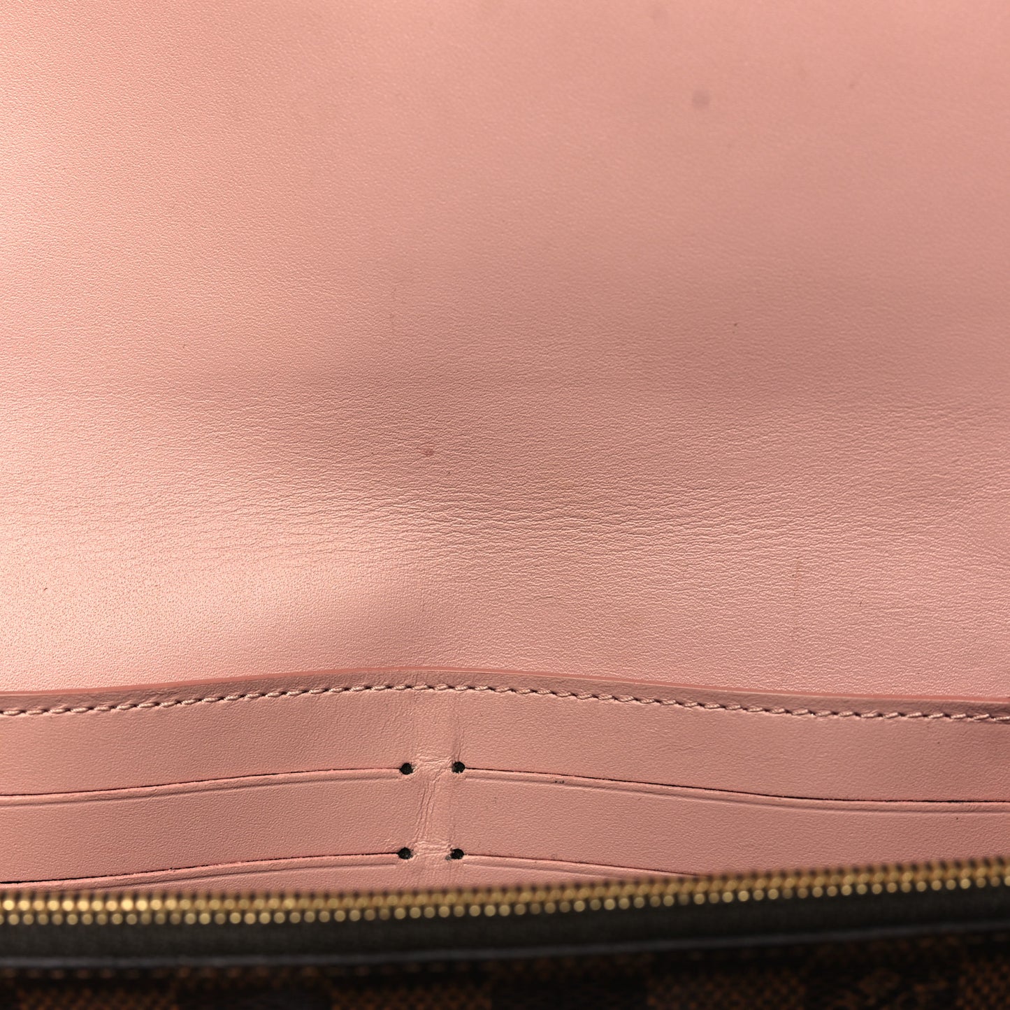 Damier Ebene Croisette Chain Wallet Rose Ballerine