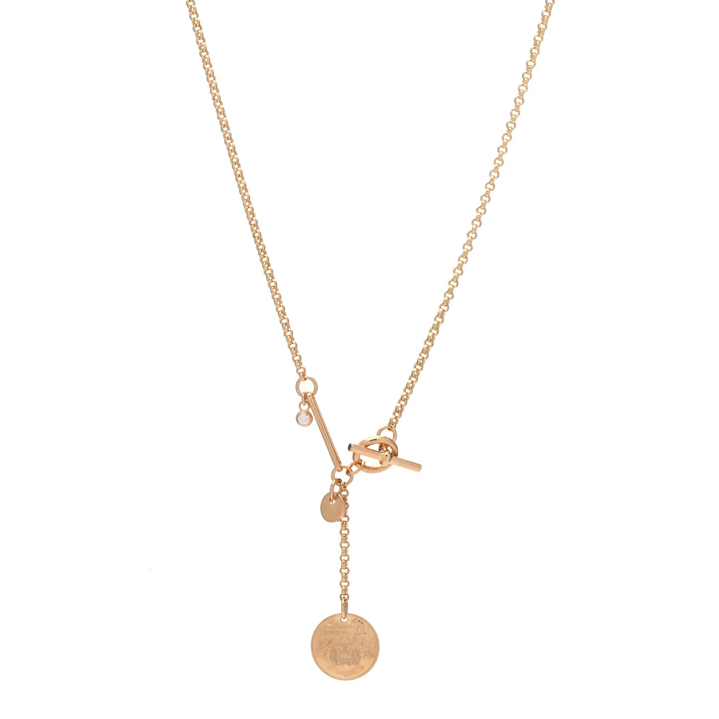 18K Rose Gold Diamond PM Ex-Libris Pendant Necklace