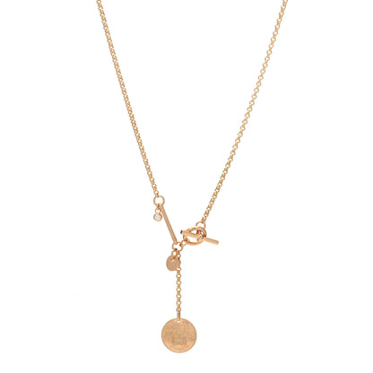 Hermes 18K Rose Gold Diamond PM Ex-Libris Pendant Necklace 1 of 5