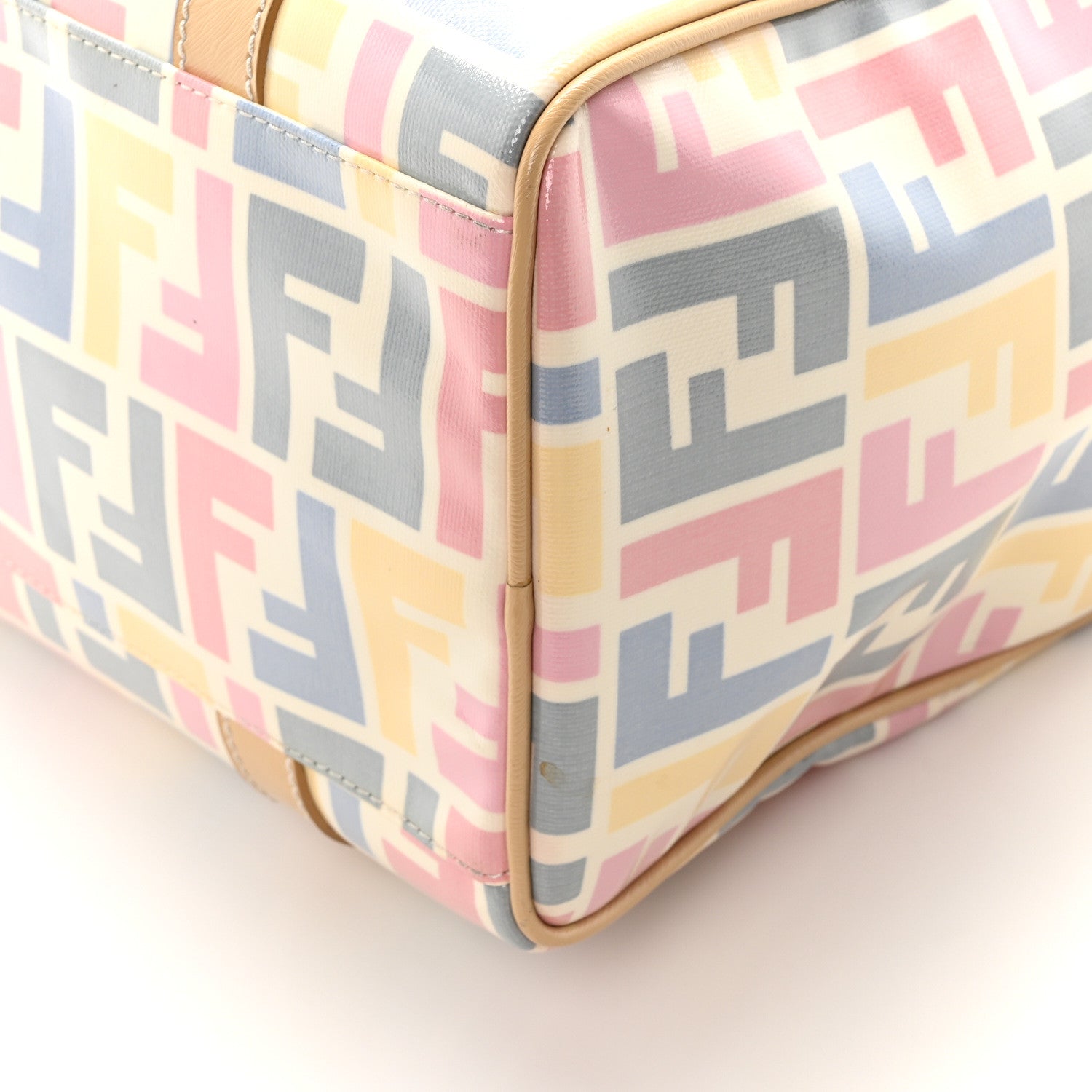 Fendi Vitello Grace Glazed Fabric FF Small Boston Multicolor White 10 of 10