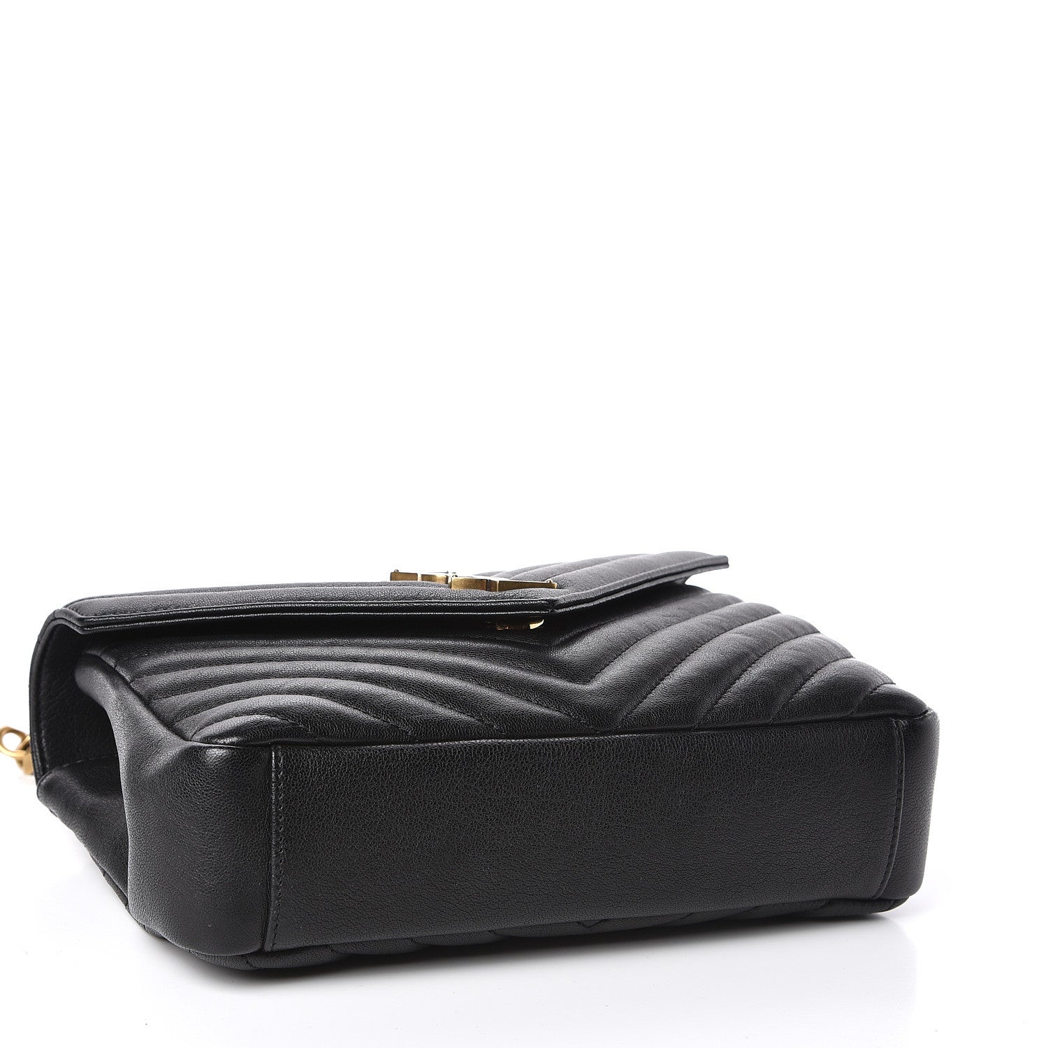 Saint Laurent Sheepskin Matelasse Chevron Monogram Medium College Bag Black 4 of 9