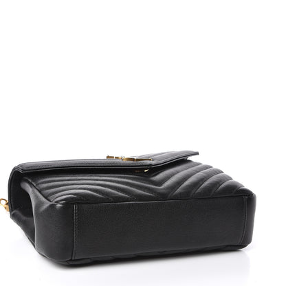 Saint Laurent Sheepskin Matelasse Chevron Monogram Medium College Bag Black 4 of 9