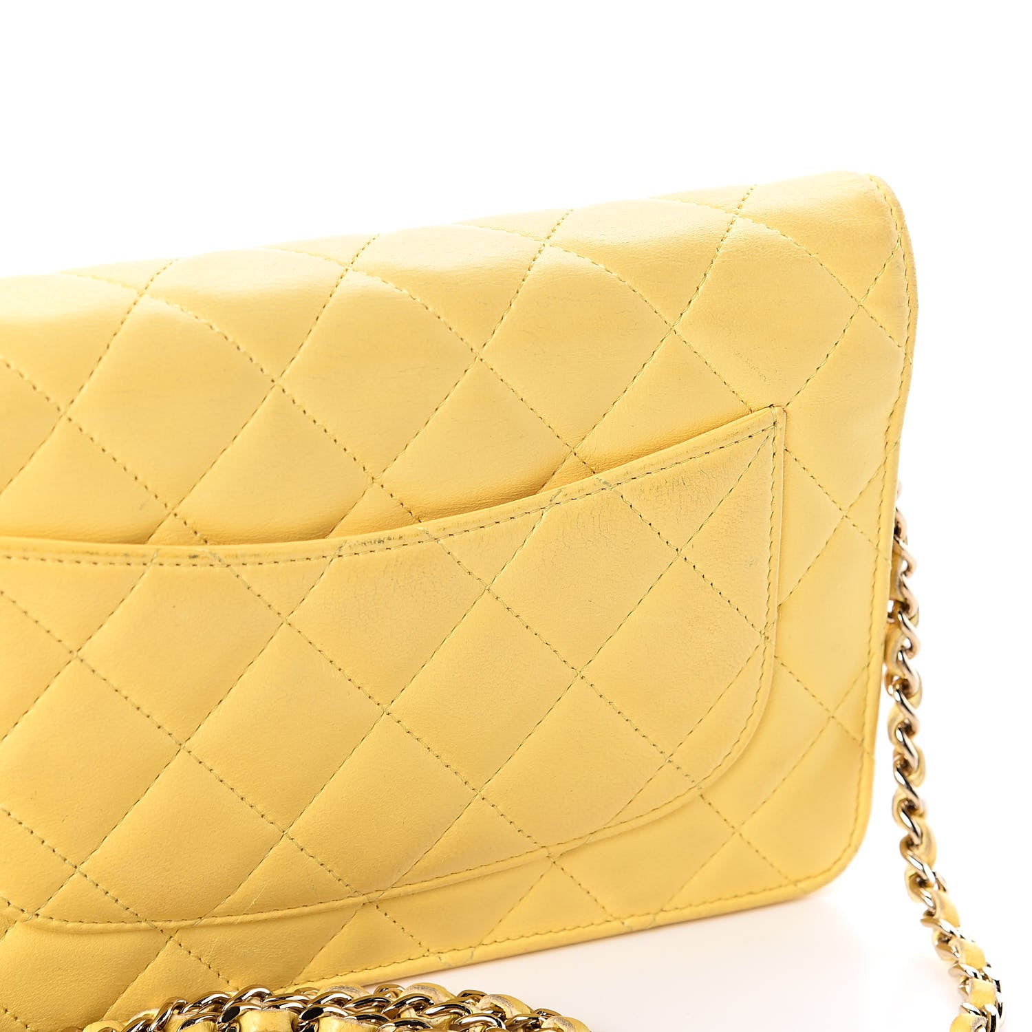Chanel Lambskin Quilted Wallet on Chain WOC Yellow 9 of 11