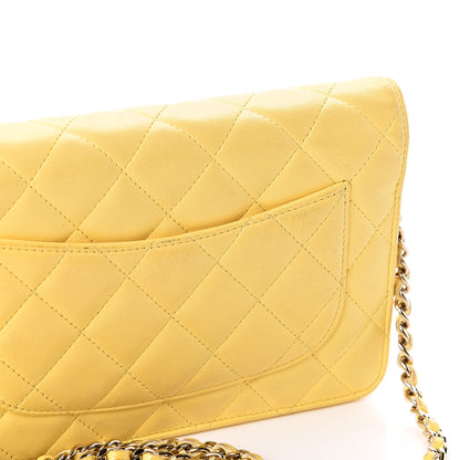 Chanel Lambskin Quilted Wallet on Chain WOC Yellow 9 of 11