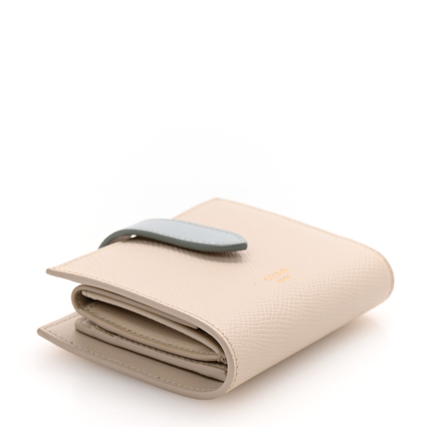 Grained Calfskin Small Multifunction Strap Wallet Light Beige Mineral