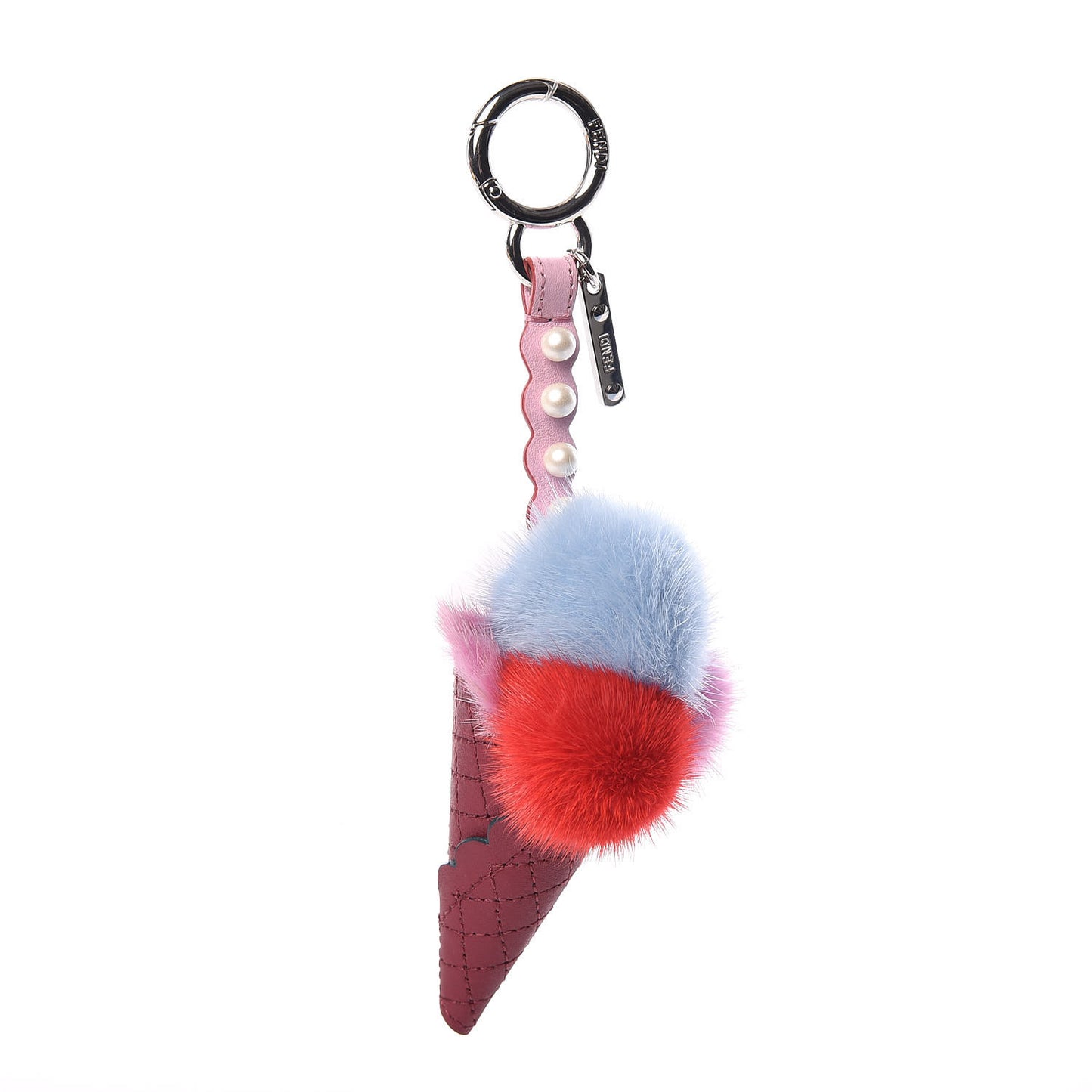 Mink Fur Calfskin Fun Fair Bag Charm Multicolor