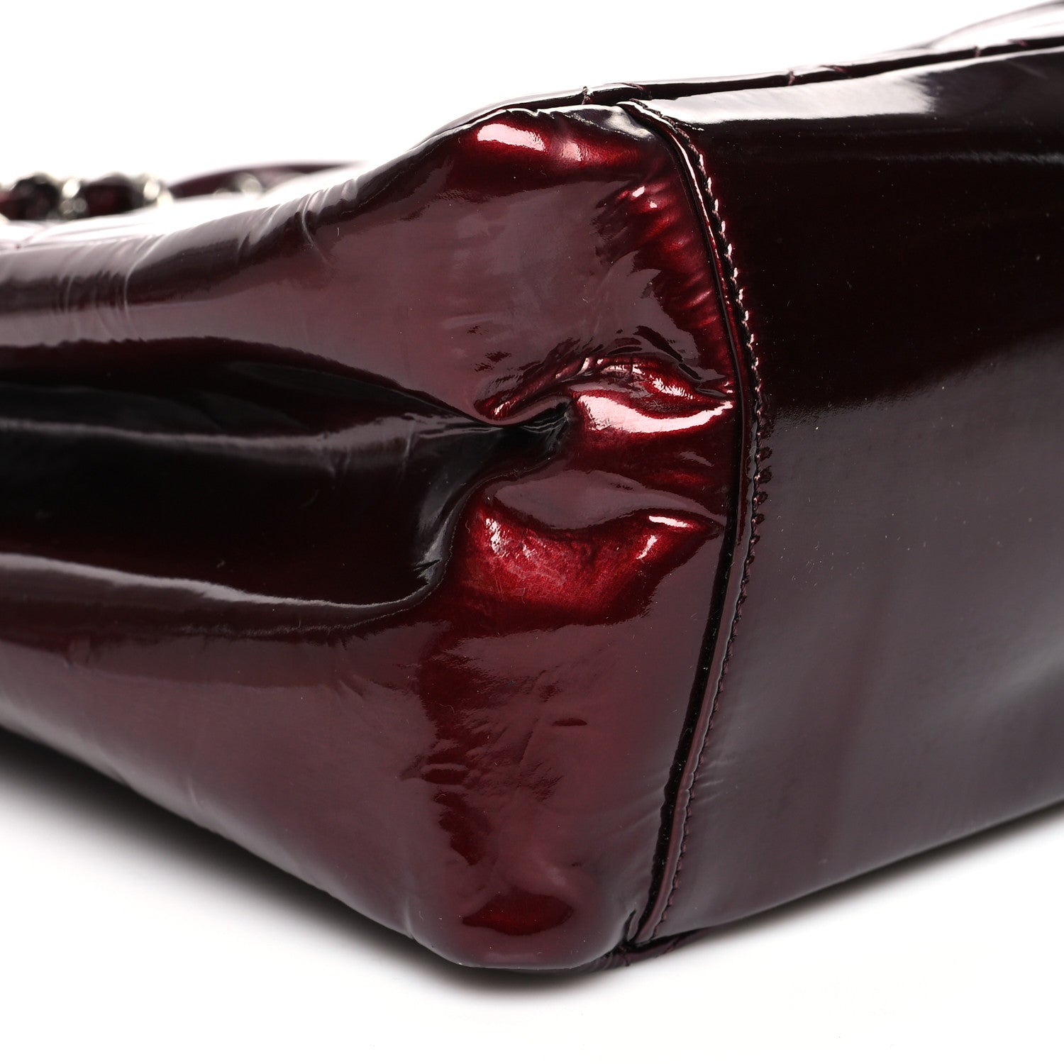 Chanel Patent Quilted Grand Shopping Tote GST Dark Bordeaux 9 of 11