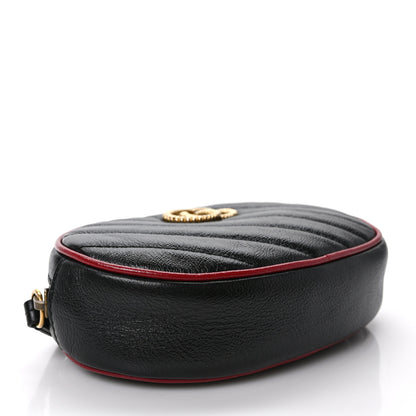 Gucci Azalea Calfskin Matelasse Diagonal Torchon GG Marmont Belt Bag 85 34 Black Romantic Cerise 4 of 9