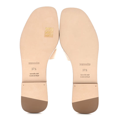 Hermes Box Calfskin Oran Sandals 37.5 Beige Nude 5 of 8