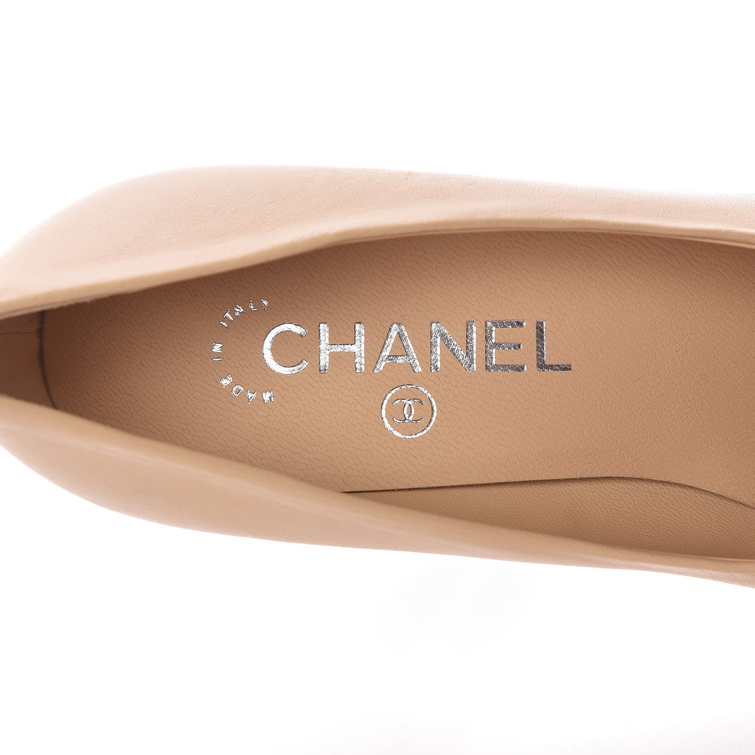 Chanel Calfskin CC Cap Toe Platform Chain Pumps 38.5 Beige Black 6 of 17