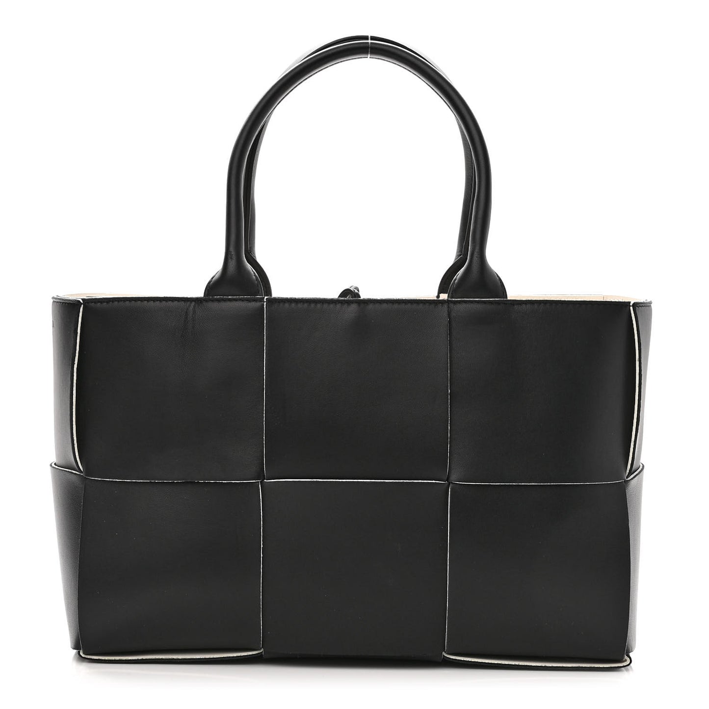 Nappa Maxi Intrecciato Small Arco Tote Black White