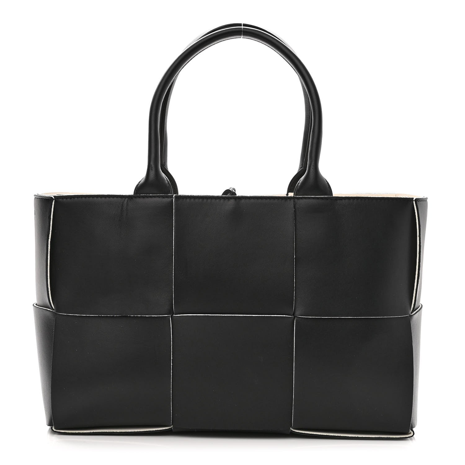 Bottega Veneta Nappa Maxi Intrecciato Small Arco Tote Black White 3 of 10