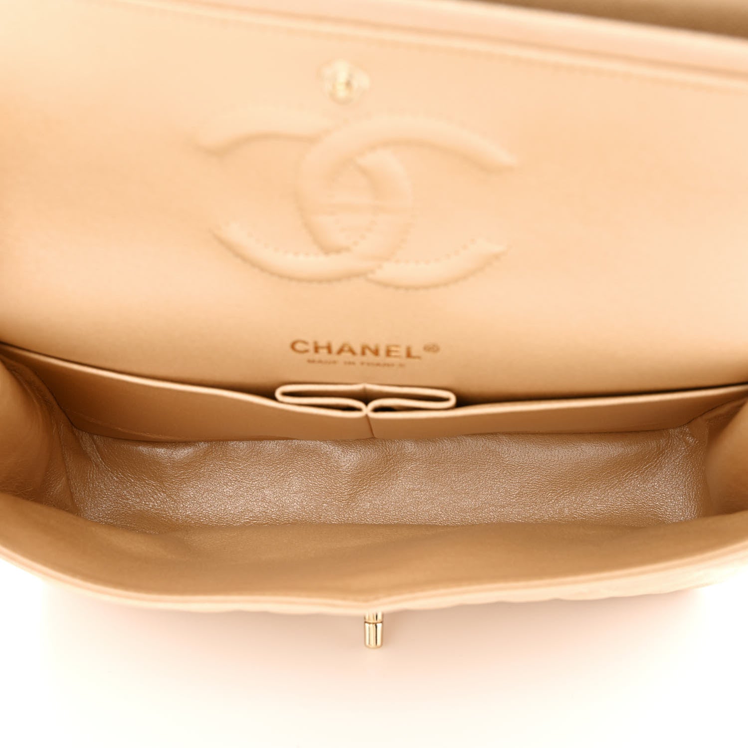 Chanel Iridescent Caviar Quilted Medium Double Flap Beige 5 of 11