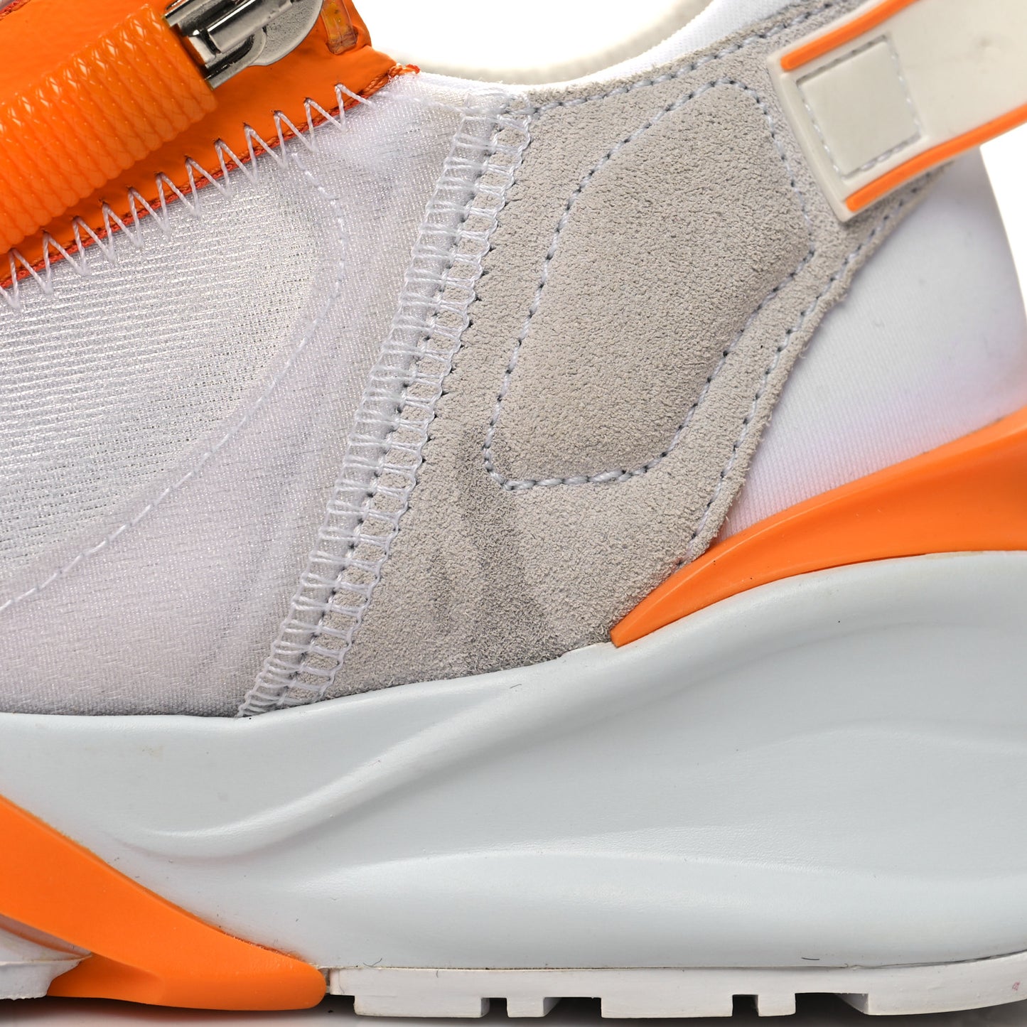 Nylon Suede Transparent Fendi Flow Low Top Sneakers 36 White Orange