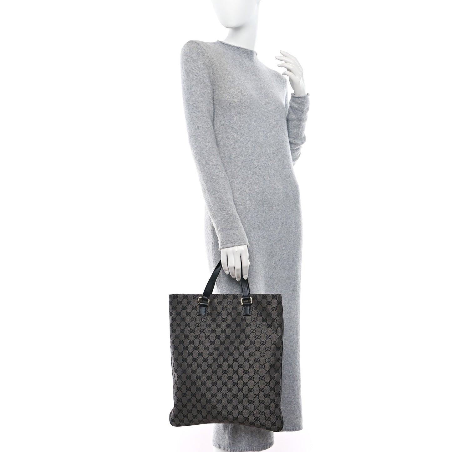 Calfskin Canvas Monogram Flat Vertical Tote Black