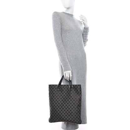 Gucci Calfskin Canvas Monogram Flat Vertical Tote Black 2 of 9