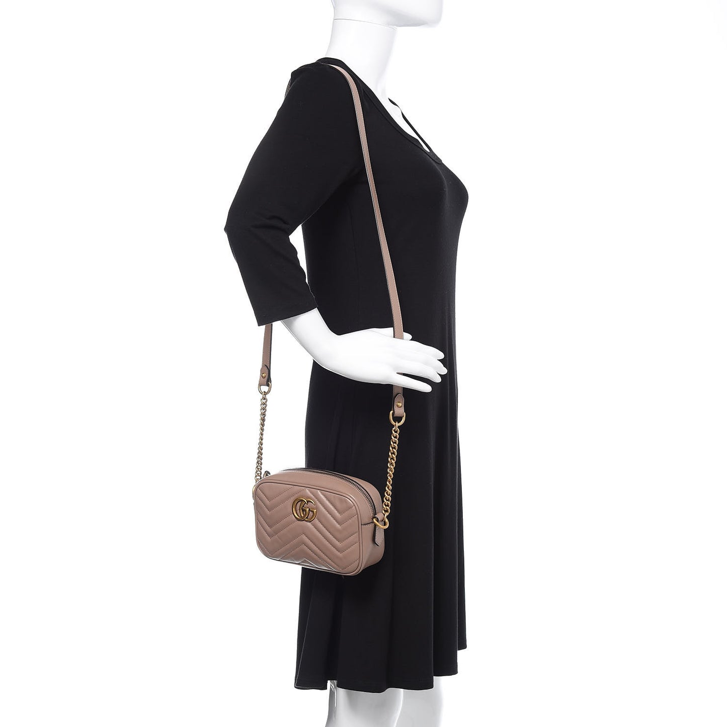 Calfskin Matelasse Mini GG Marmont Chain Shoulder Bag Porcelain Rose