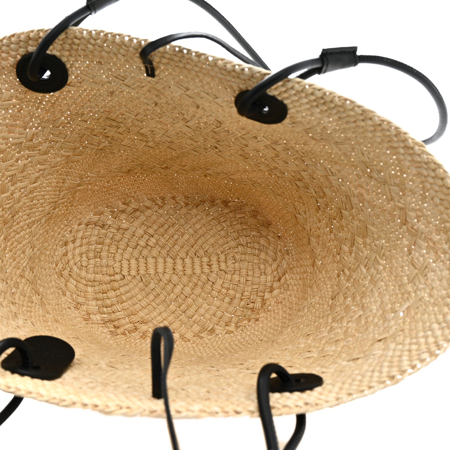 Loewe Calfskin Raffia Paulas Ibiza Small Anagram Basket Tote Bag Natural Black 5 of 11