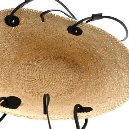 Loewe Calfskin Raffia Paulas Ibiza Small Anagram Basket Tote Bag Natural Black 5 of 11