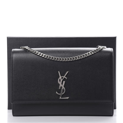 Saint Laurent Grain De Poudre Large Classic Monogram Kate Satchel Black 11 of 11