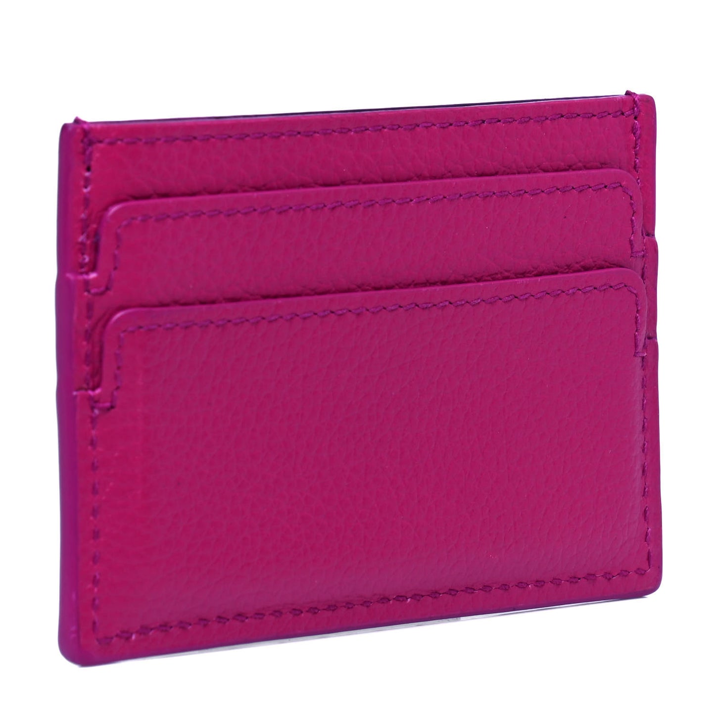 Calfskin Skull Card Holder Fuchsia