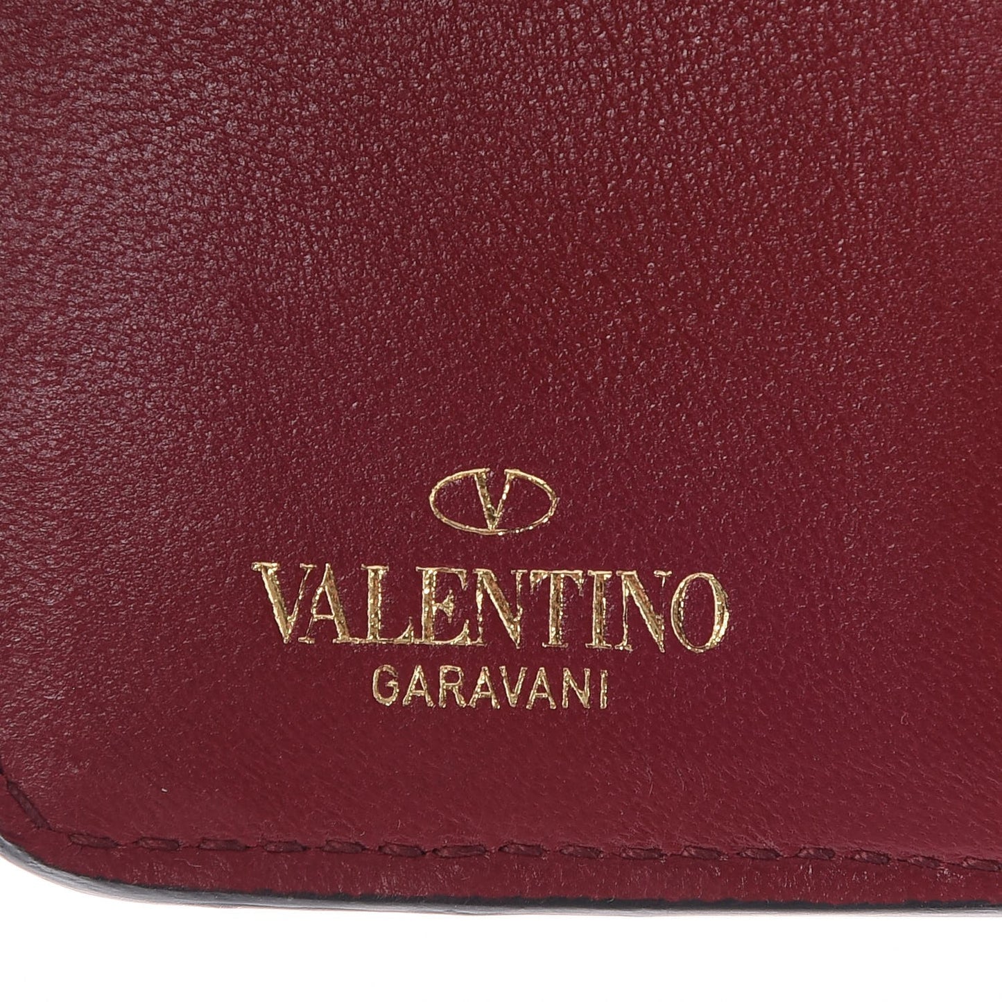 Nappa Rockstud Spike Compact Zip Around Wallet Rubino