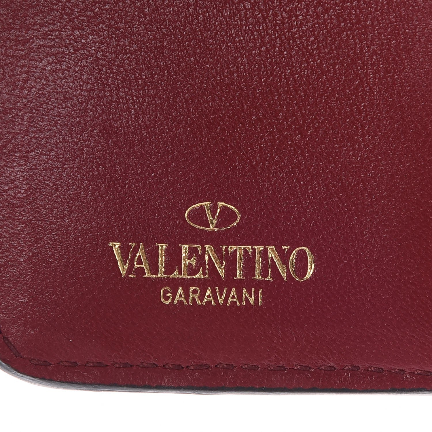 Valentino Garavani Nappa Rockstud Spike Compact Zip Around Wallet Rubino 5 of 9