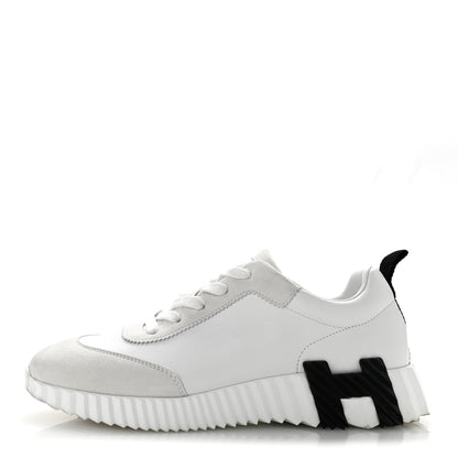 Hermes Calfskin Suede Goatskin Bouncing Sneakers 39 White 1 of 10