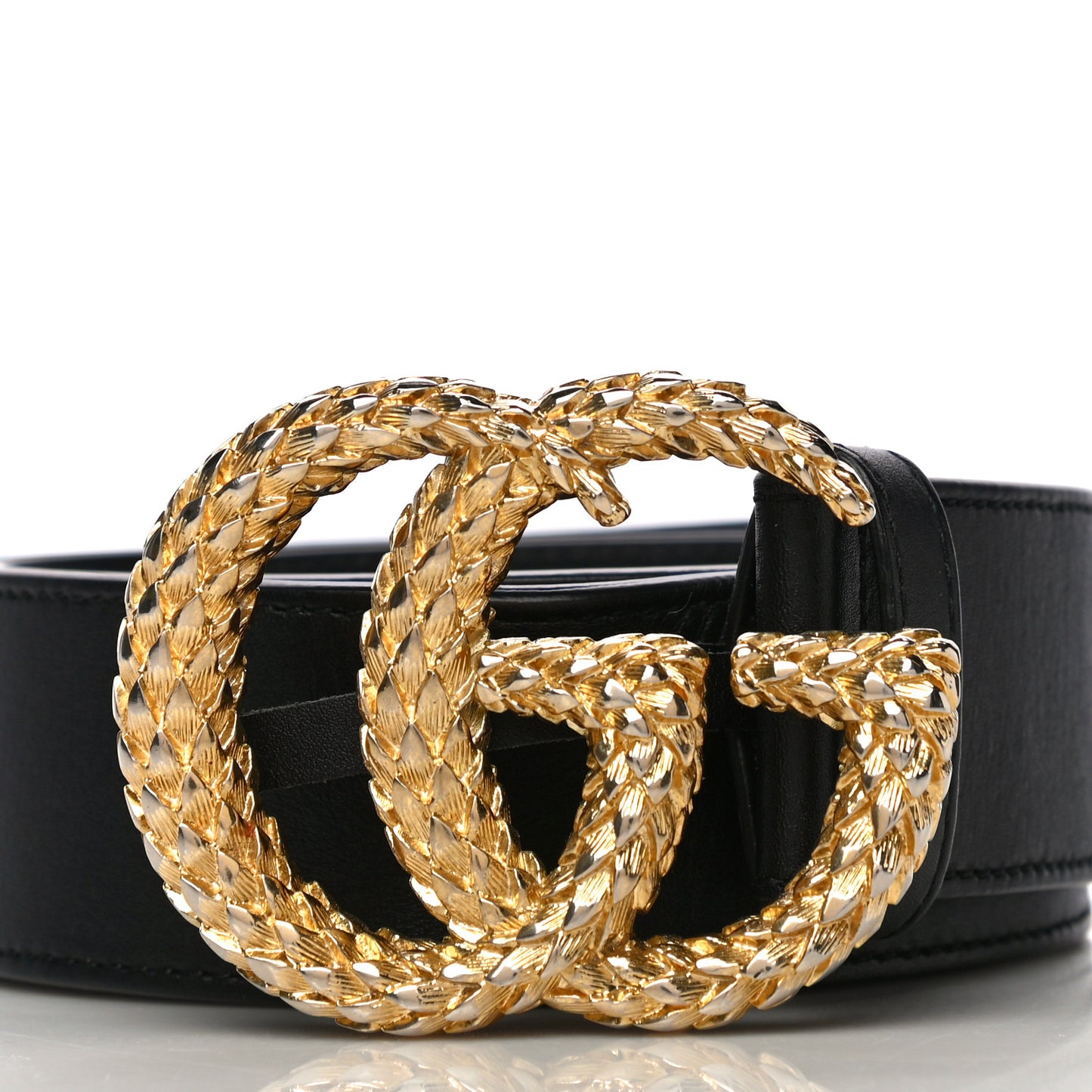 Moon Calfskin Scales Double G 40mm Belt 85 34 Black