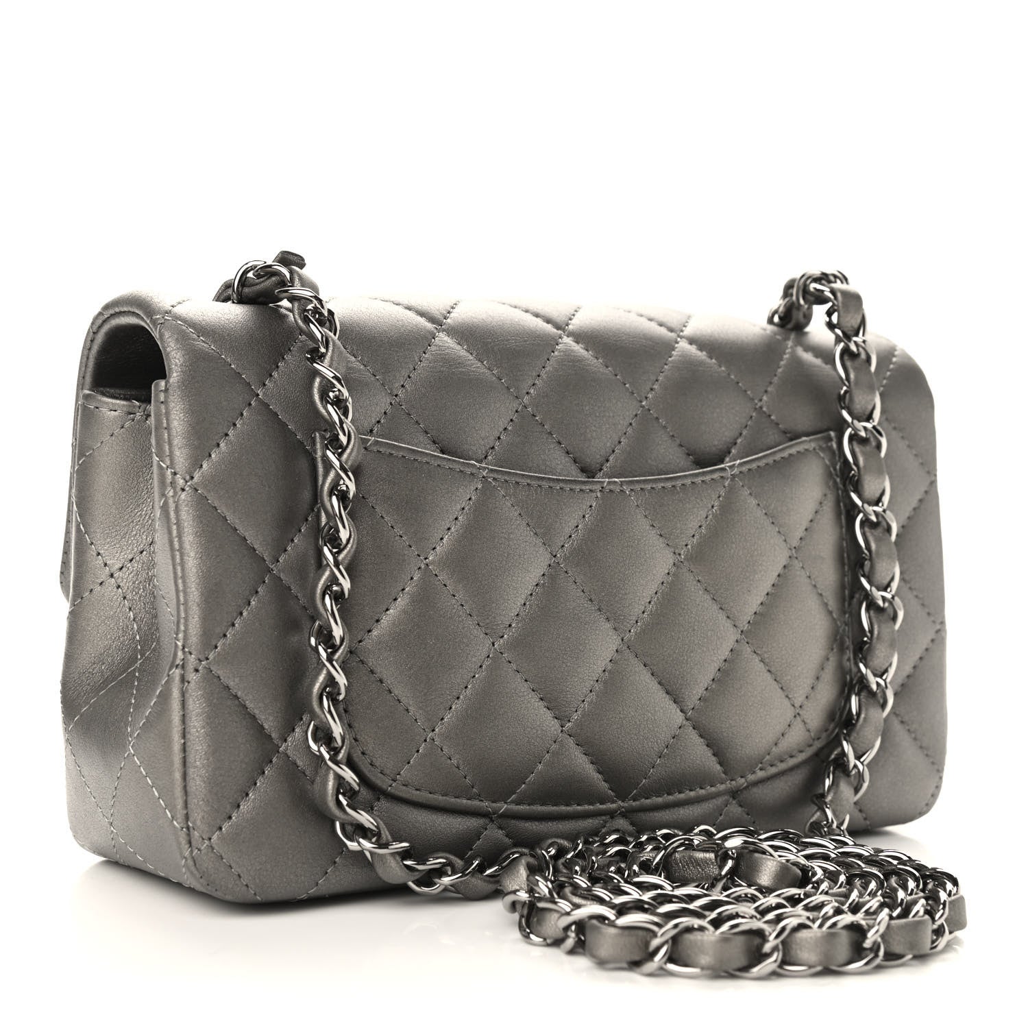 Chanel Metallic Calfskin Quilted Mini Rectangular Flap Ruthenium 3 of 10