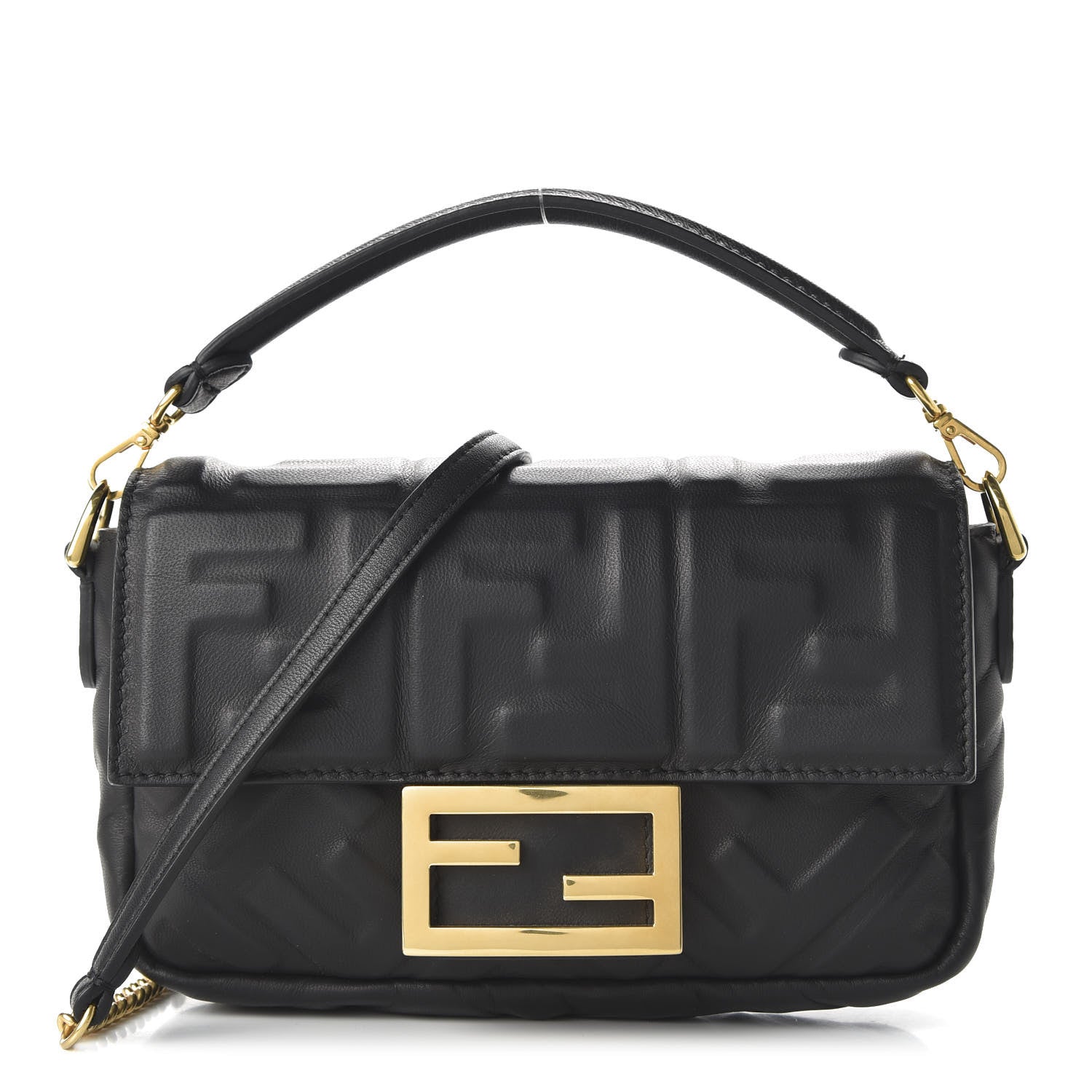 Fendi Nappa FF 1974 Embossed Mini Baguette Black 1 of 12