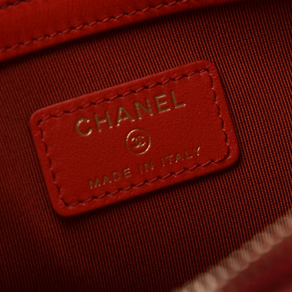 Chanel Mixed Fibers Striped Deauville Cosmetic Pouch Red 6 of 8