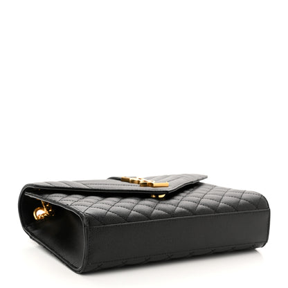 Saint Laurent Grain De Poudre Textured Mixed Matelasse Triquilt Medium Monogram Satchel Black 4 of 11