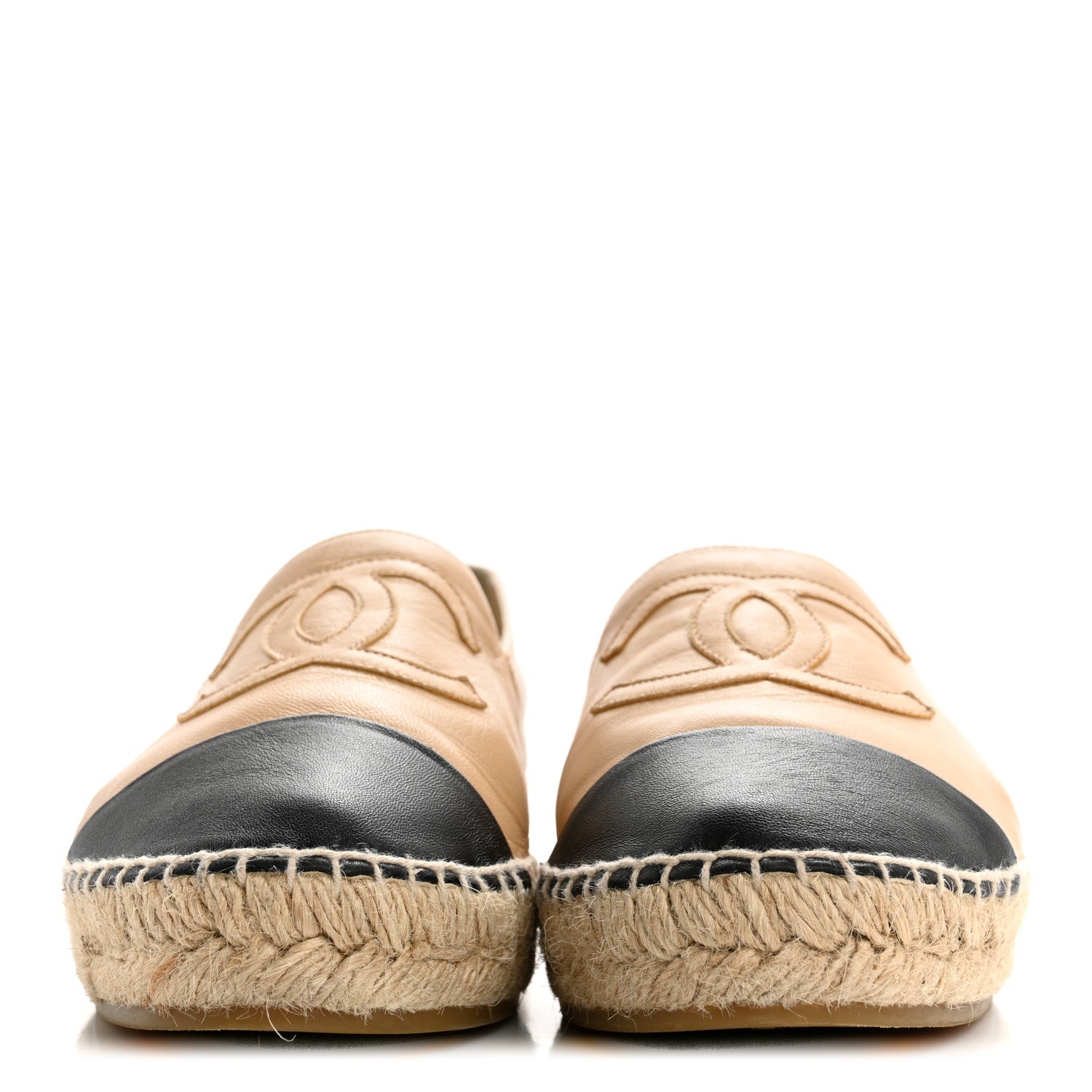 Chanel Lambskin CC Espadrilles 40 Beige Black 3 of 10