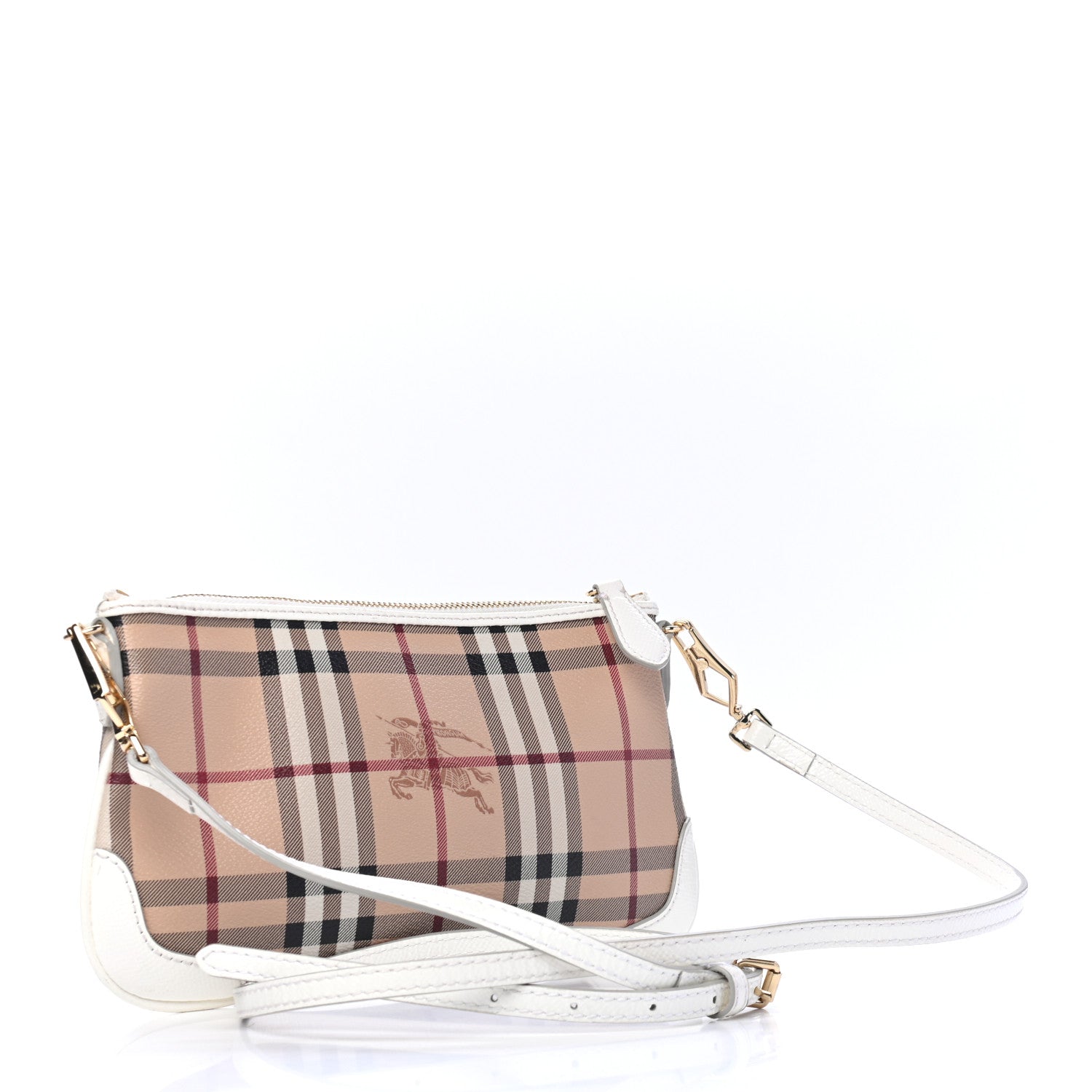 Burberry Haymarket Check Small Peyton Crossbody Clutch Bag White 2 of 6