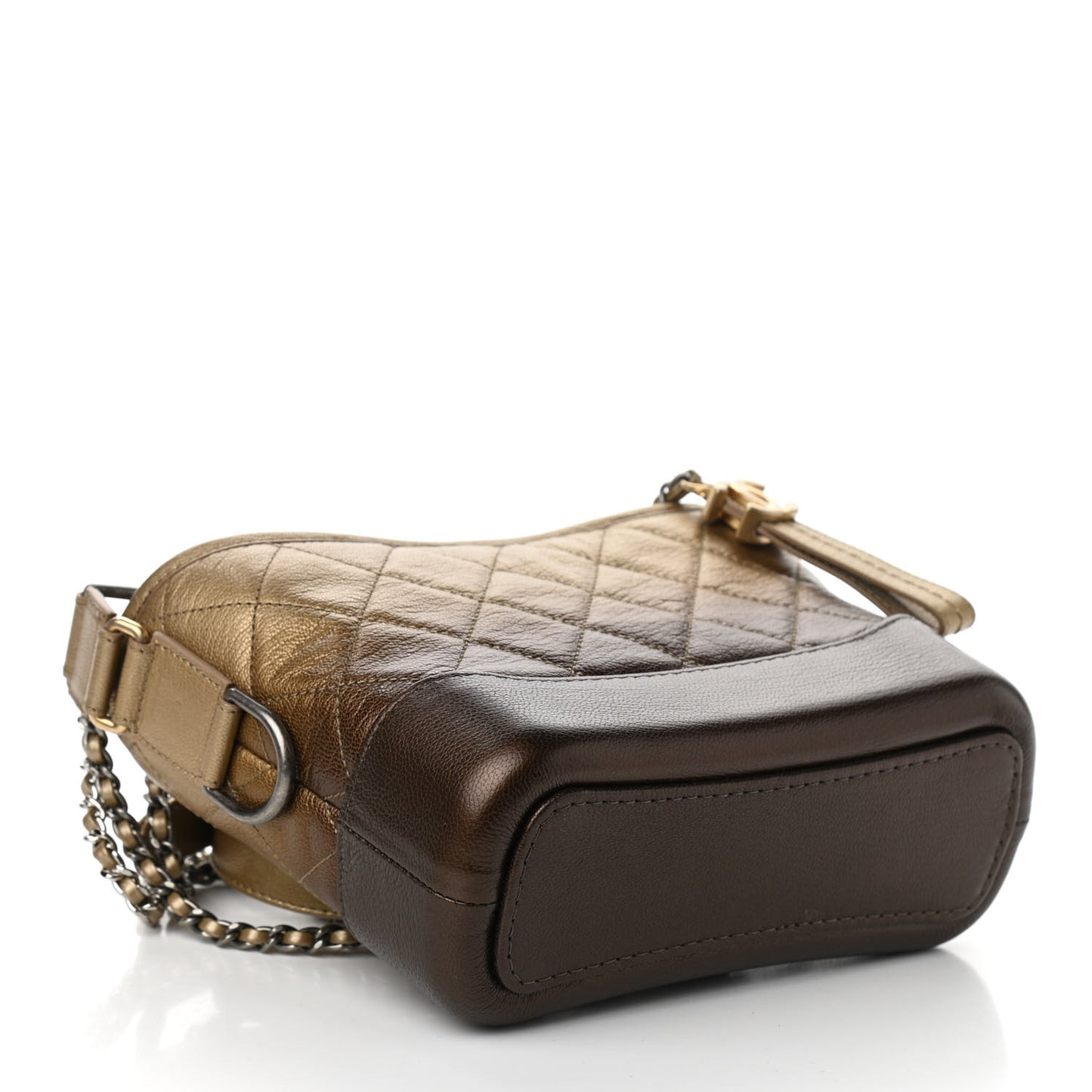 Metallic Goatskin Quilted Small Gabrielle Hobo Gold Bronze