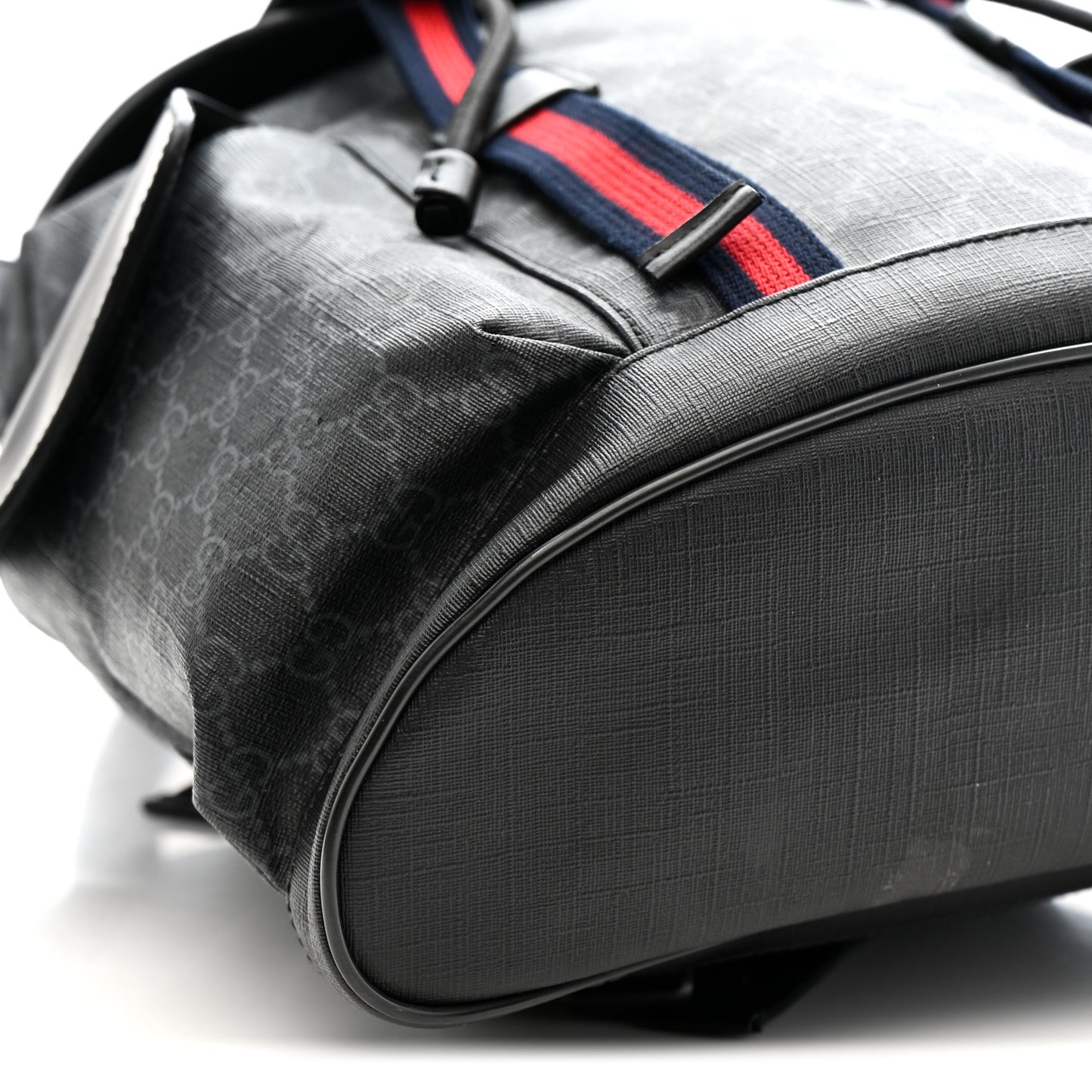 Soft GG Supreme Monogram Calfskin Web Double Buckle Backpack Black